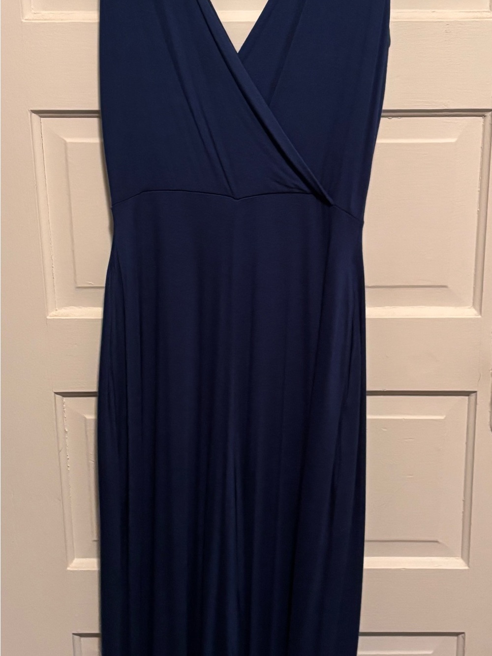 Zenana Medium Navy Blue Wide-Leg Jumpsuit Sleeveless V-Neck